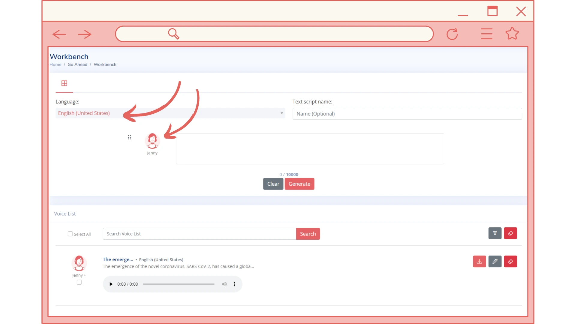 how to select language and change voice