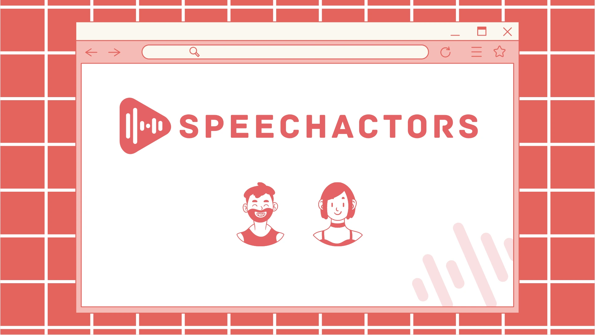 Smiling man and woman cartoon character in banner